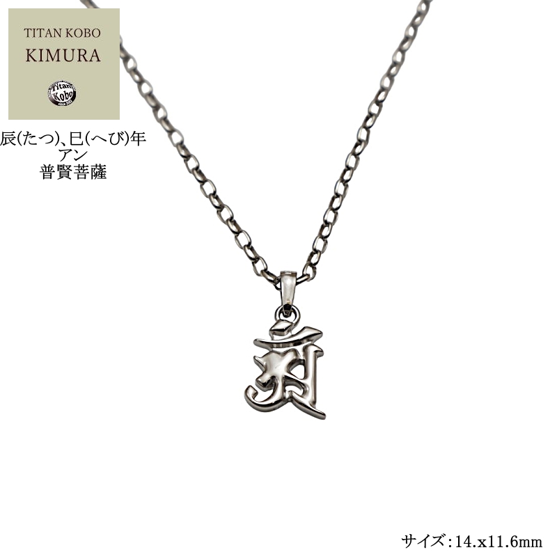 【小さめサイズ】辰(たつ)､巳(へび)年の方の守護尊/普賢菩薩(アン)/チタンネックレス/Bj-Half