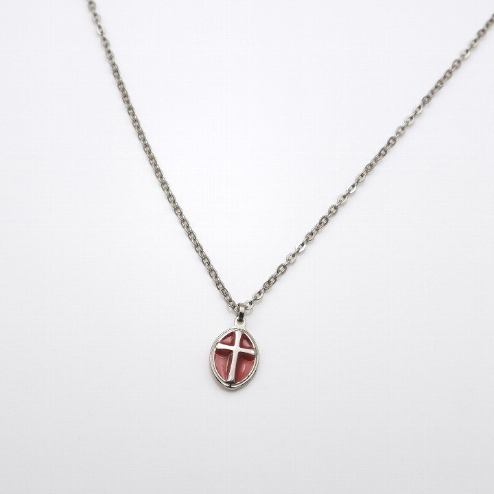 チタンネックレス/Oval Cross3